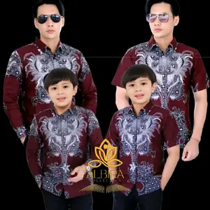 Baju batik ayah dan anak kemeja lengan panjang dan hem lengan pendek motif SILIWANGI