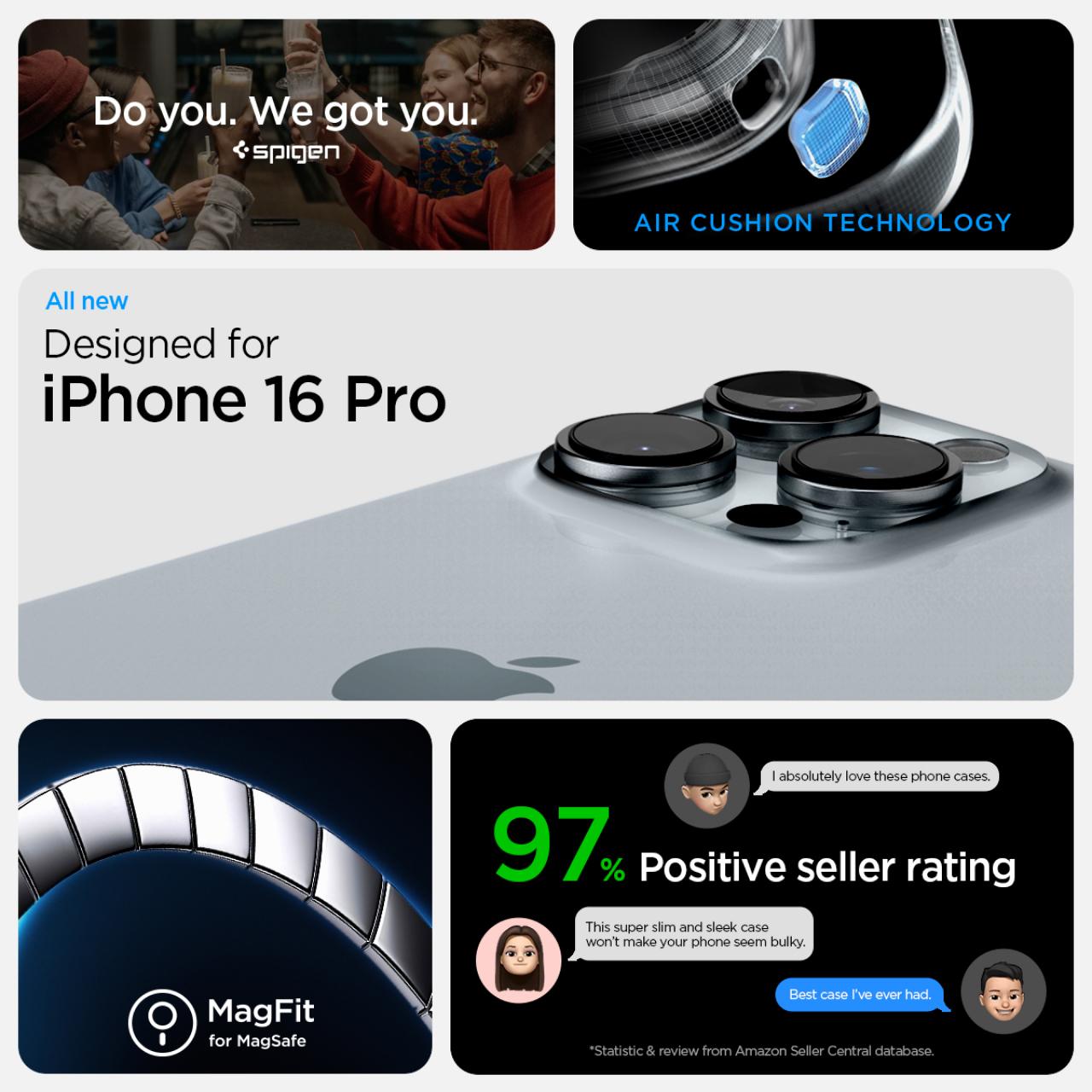 Spigen iPhone 16 Pro Case Magsafe + Stand Tough Armor MagFit - Black ACS08146