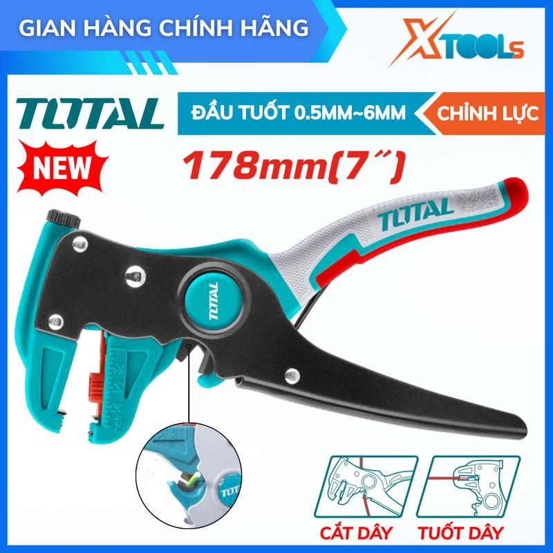 Kìm mỏ quạ tước dây điện TOTAL kềm cắt tước dây đường kính đầu tuốt 0.5-6mm chất liệu 65Mn kiềm mỏ quạ sửa chữa đa năng THT15606 