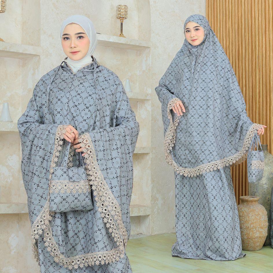 Mukena Wanita 2 in 1 Katun Premium Motif Mewah Renda Cantik dengan Desain Elegan dan Nyaman untuk Penggunaan Sehari-hari Mukenah Jumbo Dewasa Travel