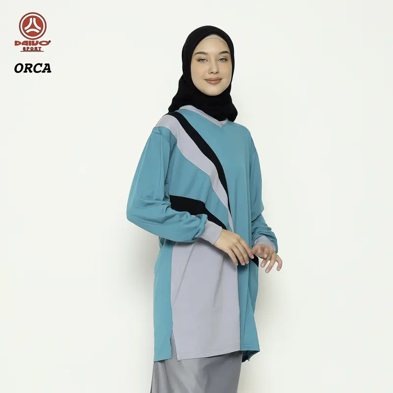 atasan olahraga muslimah tunik wanita/baju kaos olahraga muslim/baju olahraga muslimah tunik wanita Panjang Sport Celana Hitam 4