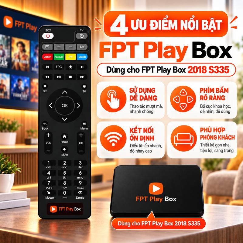 ALANK Hàng chuẩn100% Remote Điều Khiển Thay Thế Cho tivi FPT Play Box 2018 S335