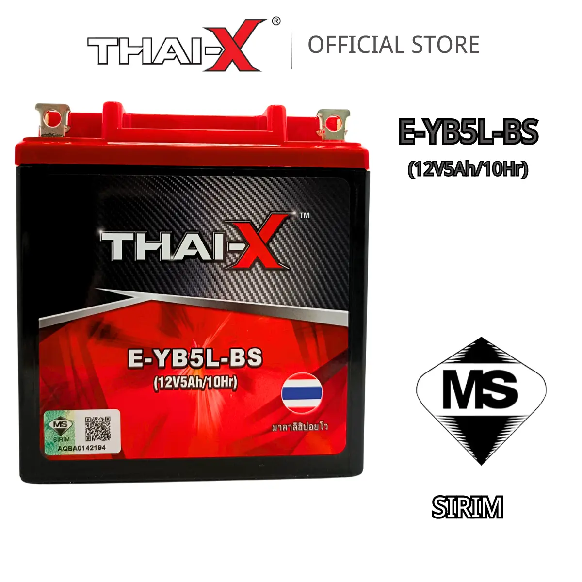 THAI-X E-YB5L-BS HIGH QUALITY Motorcycle Battery Sirim Certified Maintenance Free Battery - Honda EX5 Starter , Yamaha LC135 V1 , Ego V1 Lama , Lagenda 110 , SRL 110 , Modenas Kriss 110 Starter , SYM Sport Rider 125 , E-Bonus 110