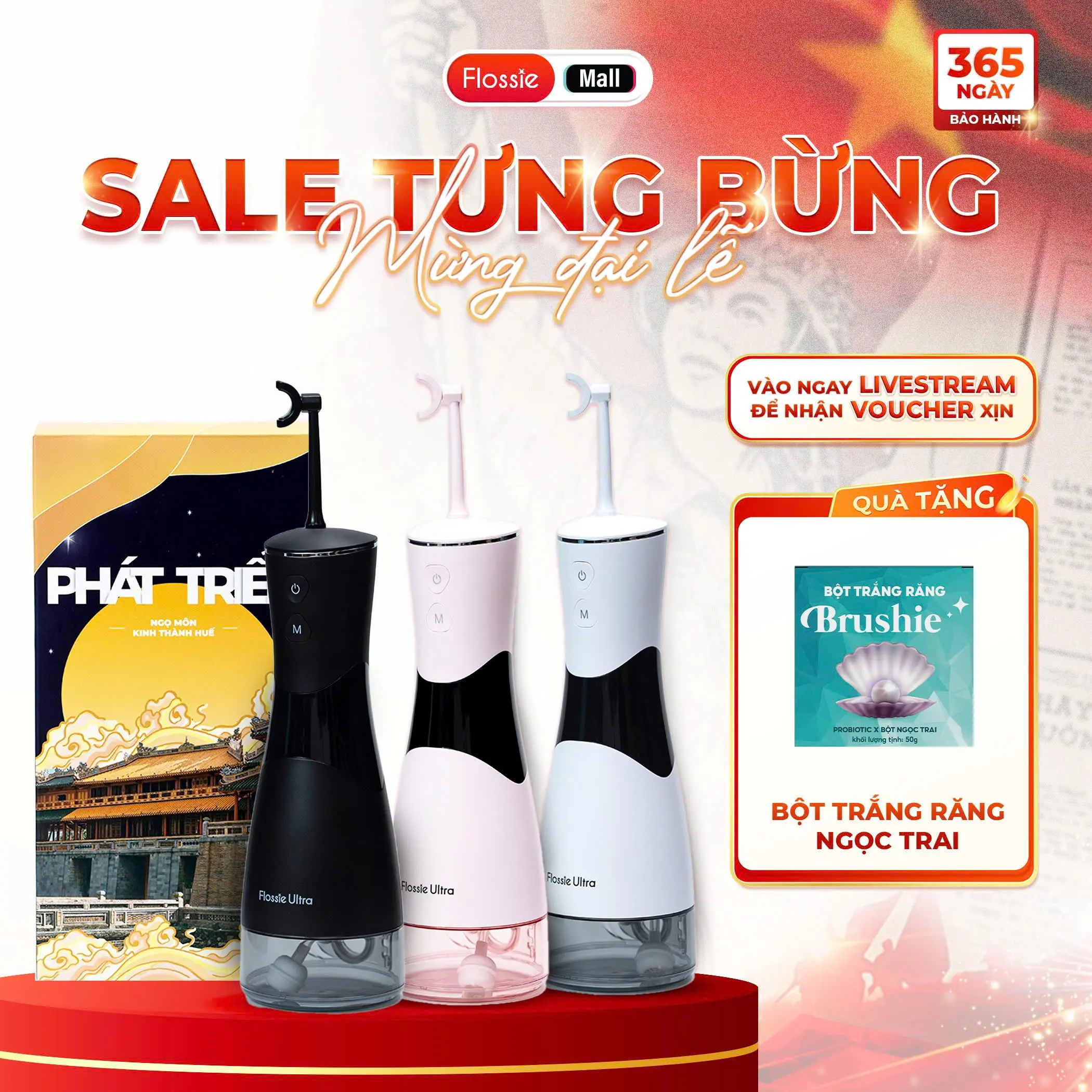Máy Tăm Nước 2 Chiều Flossie Ultra - Công Nghệ Làm Sạch Răng Miệng Vượt Trội| Chính Hãng, Bảo Hành 365 Ngày