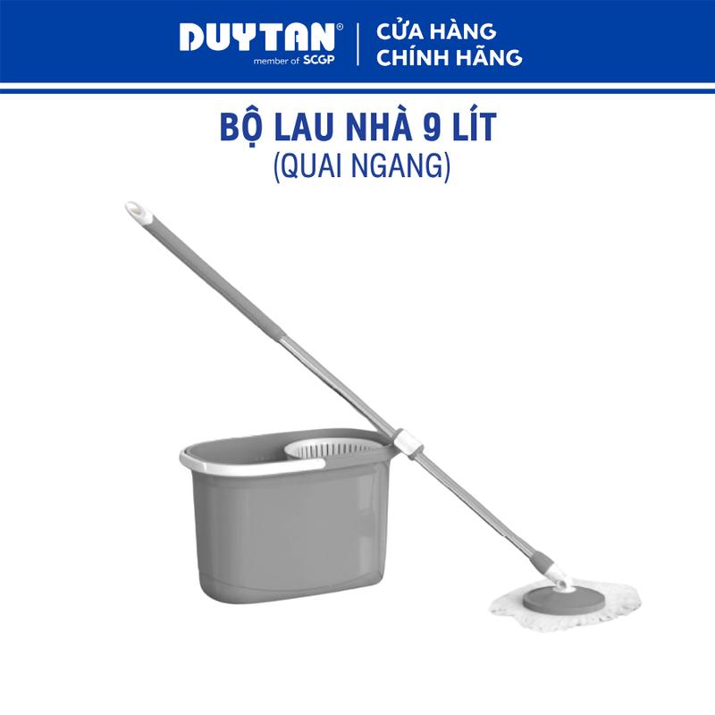 Bộ lau nhà 9L quai ngang DUY TÂN nhựa PP, xoay 360 độ, bông lau microfiber mịn, thấm hút thân nhựa abs xoay được 360 độ cây lau nhà