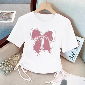 Kaos Crop Top Pendek Serut Samping Anak Perempuan Usia 9 sampai 16 Tahun Bahan Katun 30s Tipis, Adem, dan Ringan Cocok Untuk Kegiatan Harian dan Aktivitas Tinggi Ukuran M, L, XL dan 2XL Atasan cewek Fashion