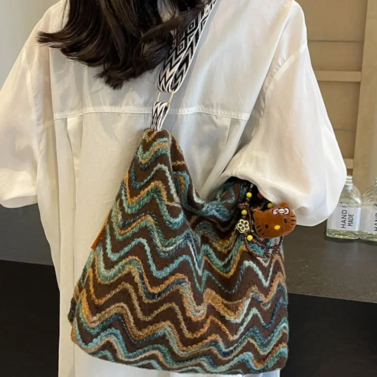 H&T Bohemian Wind Wave Pattern Kapasitas Besar Bag Satu Shoulder Bag Vacation Women's Bag Tote Wanita 3