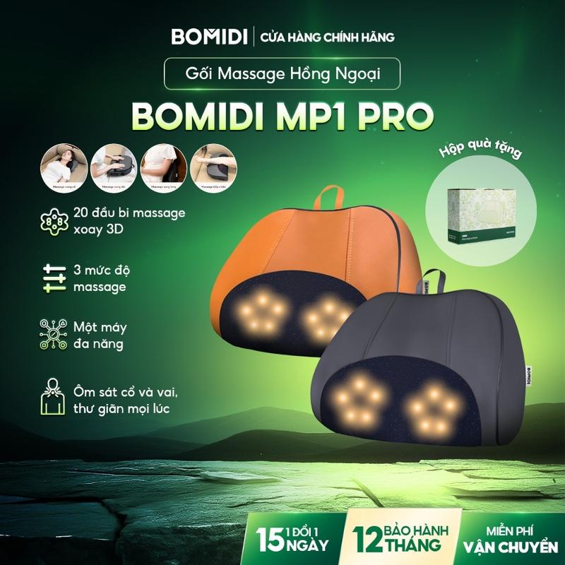 Gối Máy Massage Thư Giãn không dây Bomidi MP1 Pro - 20 Viên Bi Lăn - Có chức năng nén nóng - Mỗi lần massage 10 phút - Có thể sử dụng trên ô tô