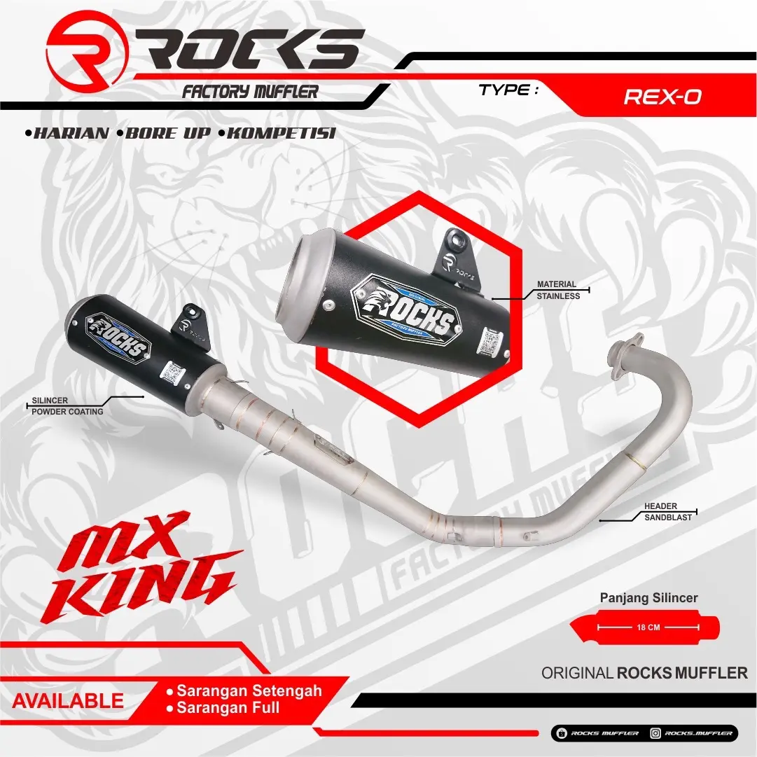Knalpot Roadrace Mx King Mx New Mx Old Type REX-O Original Rocks Muffler