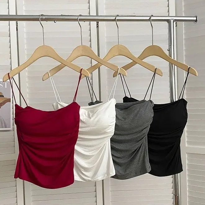 MoodStyle // BR1621 Tanktop Wanita Korean Fashion Bahu Tali Tipis Bahan Spandex Atasan Tengtop Cewek Cup Trendy  Dewasa Crop Panjang Santai Bra