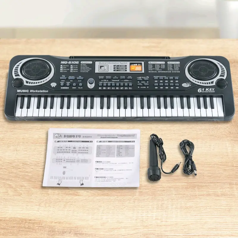 Keyboard Mini Toddi Organ Piano Digital Electronic 61 Tuts - MQ-61061 dengan Mikrofon dan Kabel Daya USB - Plastik 8