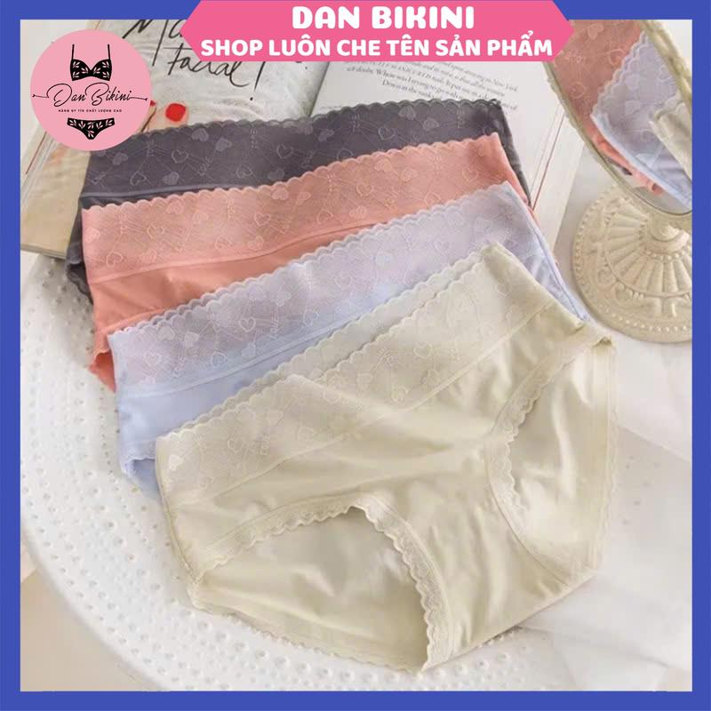 COMBO 5-10 Quần Lót Nữ Su Lụa Băng Mỏng Mát Phối Cạp Ren Tim Mã 9099