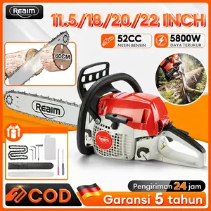 [COD] Mesin Potong Kayu 52CC 20inch Chainsaw 2Tak Untuk Gergaji Mesin Alat Outdoor Mesin Gergaji Kayu Gergaji Potong Pohon Kayu Pemotong Kayu Cepat & Irit Bahan Bakar Gergaji Mesin Portable Anti Macet - Untuk Kayu, Bambu & KebunMata Pisau Kuat Tahan Lama