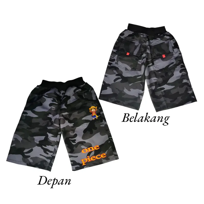 Celana Pendek Anak Biggi Loreng One Piece Laki-Laki Usia 4-8 Tahun Baby Canvas Sablon Digital Premium Motif Fashion 1