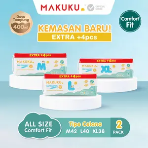 [SUSANTI ROHADI] [2 PACK] MAKUKU SAP Diapers Comfort Fit Kemasan Extra Jumbo+4 Pants/Tape M/L/XL Popok Bayi Tipis Extra Dry Anti Gumpal Mengunci Cairan