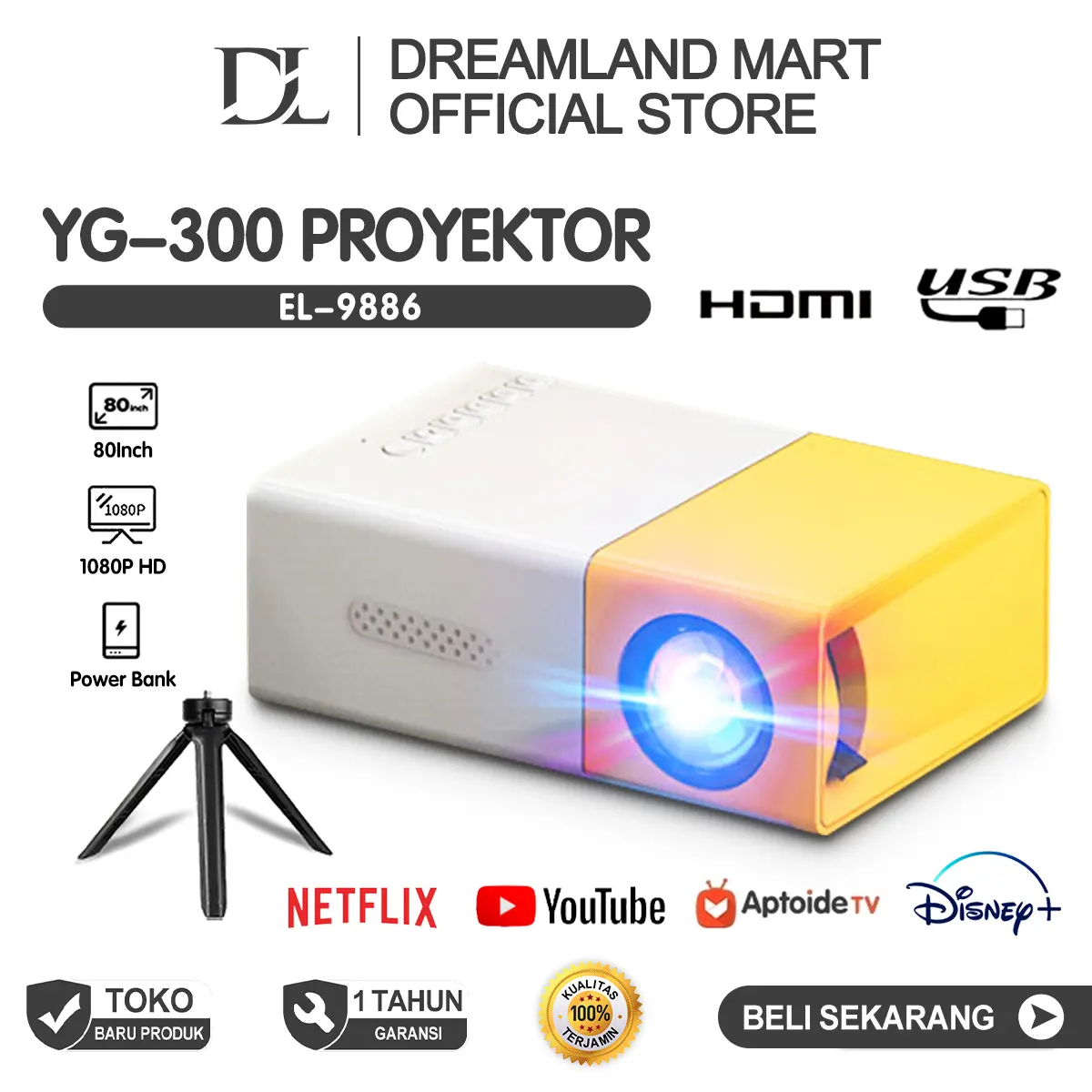 HDMI Mini Proyektor LED YG300/YG 300 LCD Portable Projector Home/Proyektor hp mini YG300 LED Lamp White Yellow Screen