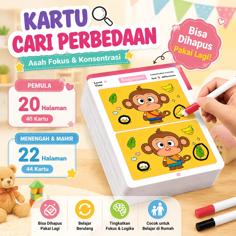 Mencari Berbeda Dapat Dihapus Kartu Meja Permainan Teka-teki Mainan Kartu