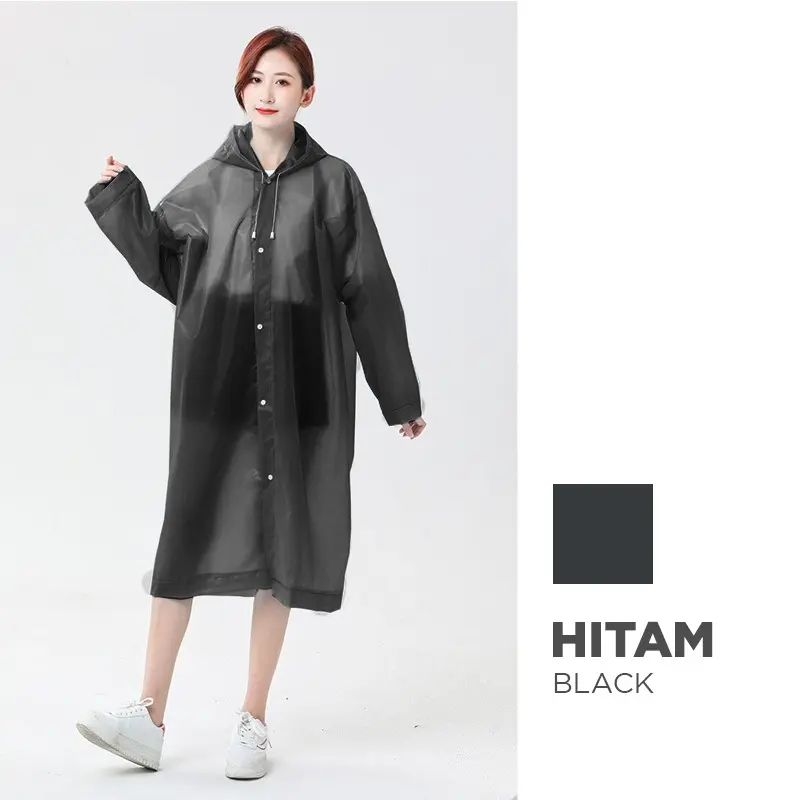 Jas Hujan Terusan Polos EVA Premium Raincoat Unisex Dewasa Transparan 7