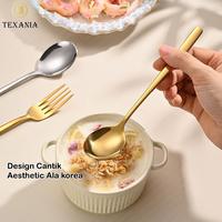 Gambar [EXCLUSIVE YENNY DI CHINA] TEXANIA Set Sendok Garpu Korea Stainless Steel Tebal Anti Karat Gold - SIlver Isi Total 24pcs Kitchenware - SILVER LENGKAP Isi - 24pcs, Preorder dari Texania house ware store Kab. Tangerang 3 Tokopedia