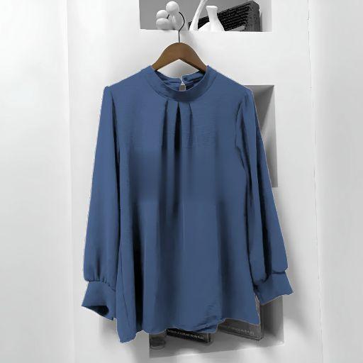 Product Introduction of Blus Wanita Crinkle Airflow Kancing Jamur Belakang Modern Ringan Sejuk Nyaman Elegan Anggun Praktis Baju Atasan Dewasa Panjang Cantik Tangan Lembut Unik 30