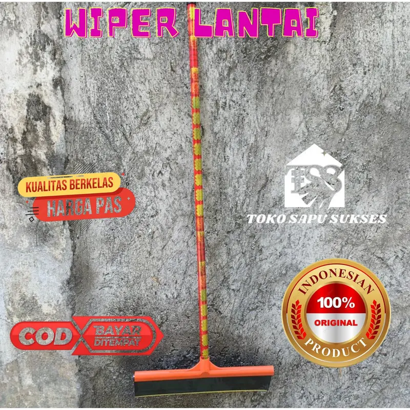 PAKET SAPU 2 IN 1 SAPU SENAR  & WIPER @2 ALAT BERSIH PLUS GAGANG PLASTIK sapu jawa Lantai 3