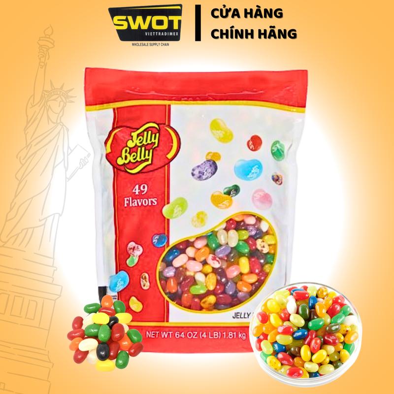 Kẹo Jelly Bean 49 Flavours 1.81 Kg của Mỹ, được làm từ nước ép thật, hương vị chua ngọt vừa phải càng ăn càng mê, nhiều hương vị cũng vô cùng độc lạ được nhà sản xuất dành riêng cho túi lớn, hoàn toàn phù hợp để làm ăn vặt hằng ngày - SWOT