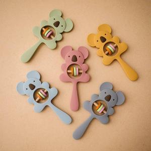 Silicone Teether Koala Elephant Handbells Rattles BPA Free Rodents Teething Necklace Food Grade Infant Chewable Baby Toys