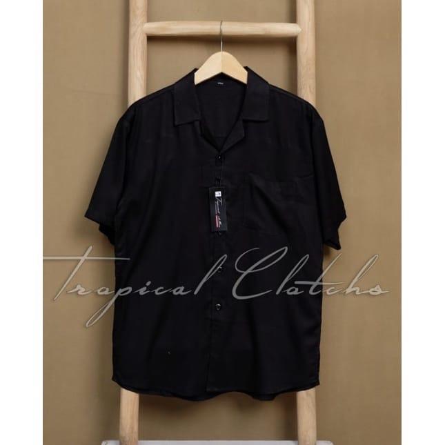 Kemeja Hawai Polos Lengan Pendek Pria/Wanita Rayon Premium Model Reguler - Baju,  Basic 8