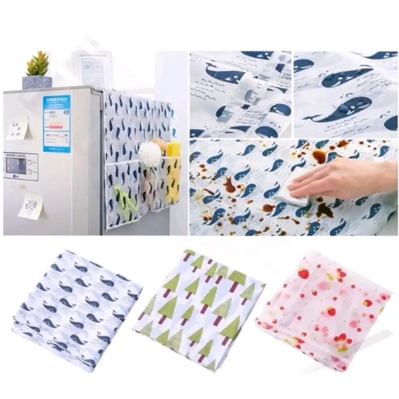 Taplak Kulkas Mesin Cuci Serbaguna PVC Motif Lumba-lumba dan Pohon Hijau untuk Perlindungan dan Kualitas