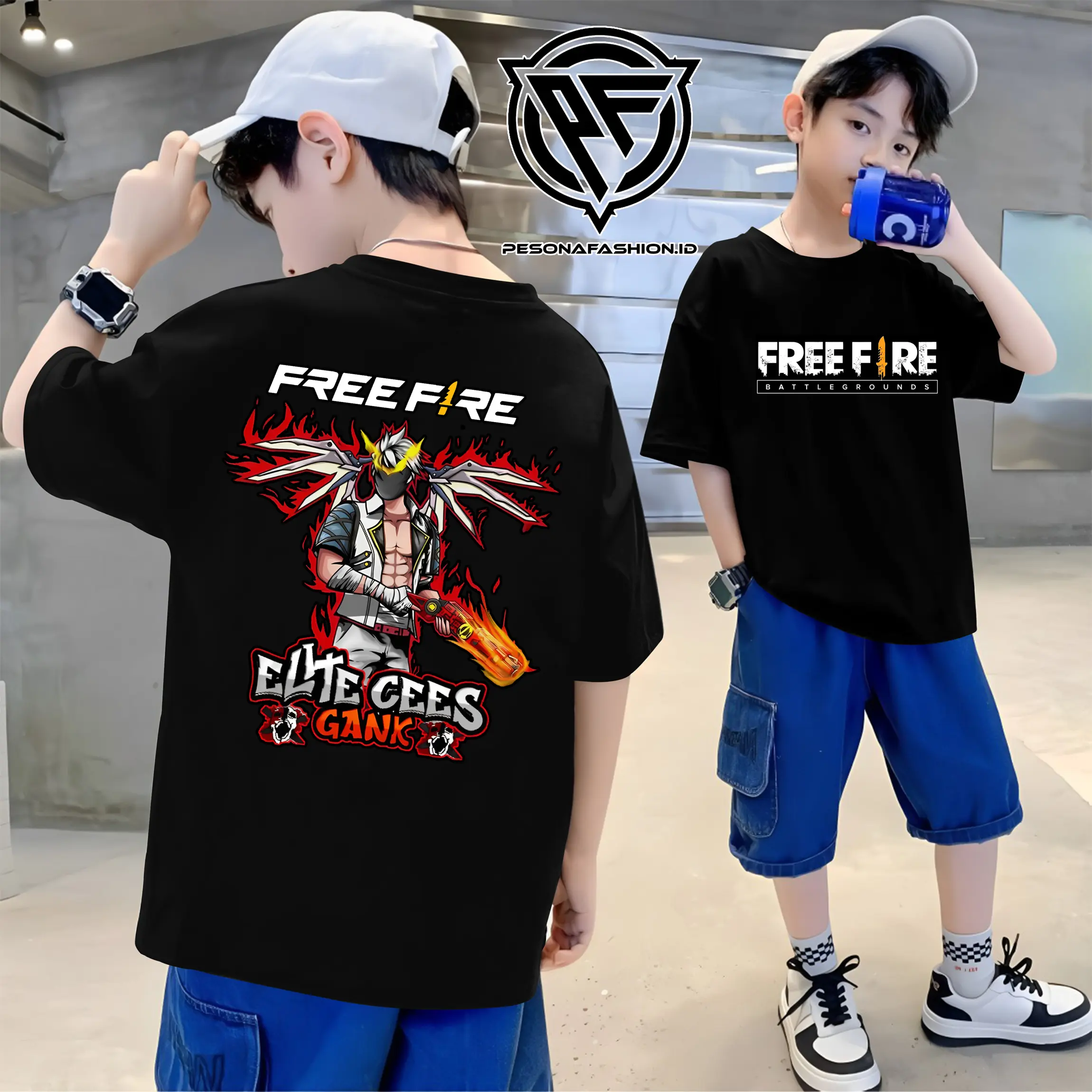 Kaos Anak Free Fire Elite Cees Gank Sg 2 One Puch Man Free Nama Baju Motif Fashion