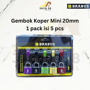 BRABUS Gembok Koper Mini 20mm Warna Warni Isi 5 Set dengan 2 Anak Kunci Setiap Warna Cocok untuk Koper Tas Loker