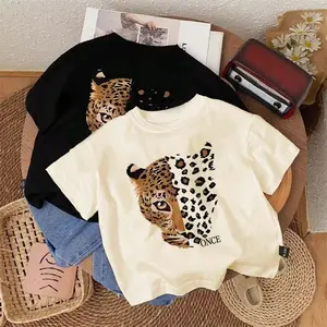 korean style LEOPARD Baju Kaos anak Cotton combad 100% motif Leopard T-shirt anak usia 1-13tahin DTF Anti luntur Fashion anak premium