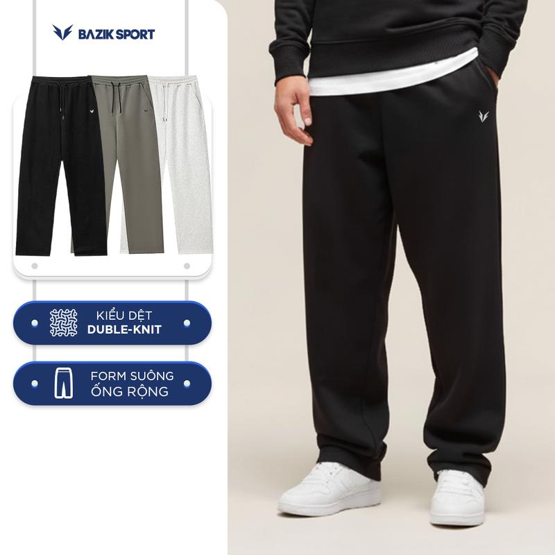  Quần Dài Nỉ Nam Form Rộng BAZIK Cozy Active Co Giãn 4 Chiều Vải Nỉ Trơn Thể Thao Đi Làm Đi Chơi 