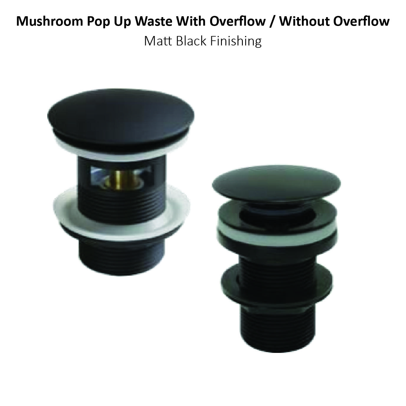 SG Ready Stock Authorized Dealer Matt Black Mushroom Basin Pop Up Waste (With Overflow / Without Overflow)
