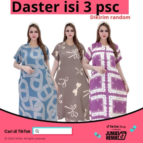 BatikKM Paket Usaha Daster Ibu 100 rb isi 3 pcs (DIKIRIM RANDOM ) Bahan Rayon Busui Friendly  Nyaman Kancing d aster Cantik  kekinian Menyusui  Pekalongan Bumil Hamil Katun 1
