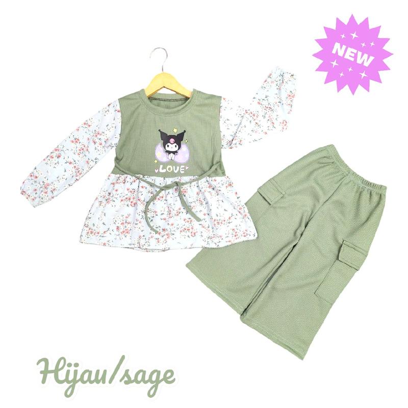 one set labubu viral 2025 stelan anak perempuan  kuromi baju terlaris 5