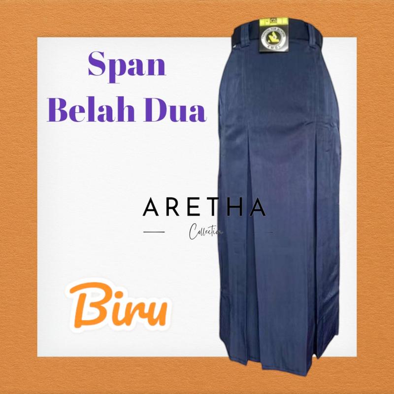 Rok SPAN BELAH DUA Depan Seragam Sekolah Kerja Hitam Putih Coklat Pramuka Biru SMP Abu SMA/SMK Panjang Rempel Formal - Karet, Merah Tebal Basic 3