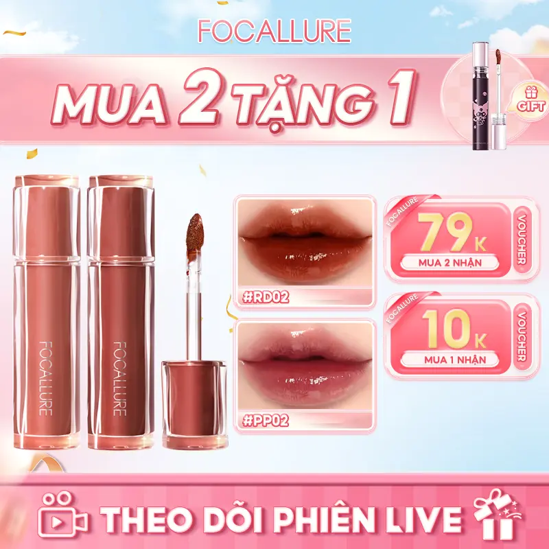 【Mua 2 với giá 159K】FOCALLURE Pro Stain Son Tint Bóng Hỗ Trợ Dưỡng Ẩm Hỗ Trợ Chống Dính Cốc Có Sắc Tố Màu Cao Cho Môi Trong Trẻo Rạng Rỡ