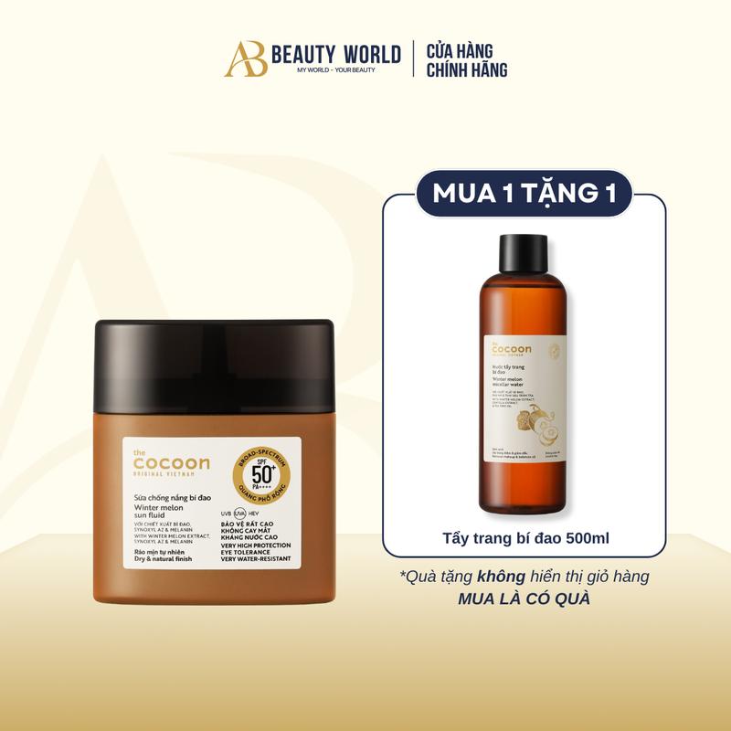   MUA 1 TẶNG 1  Cocoon Sữa Chống Nắng Bí Đao 50ml & Nước Tẩy Trang Bí Đao 500ml AB Beauty World 