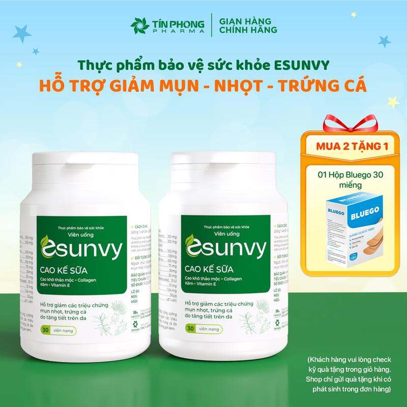 ESUNVY Viên Uống Giúp Giảm Mụn Nhọt Trứng Cá , Thanh Nhiệt Thải Độc. Tăng Cường Chức Năng Gan. Hộp 30 Viên