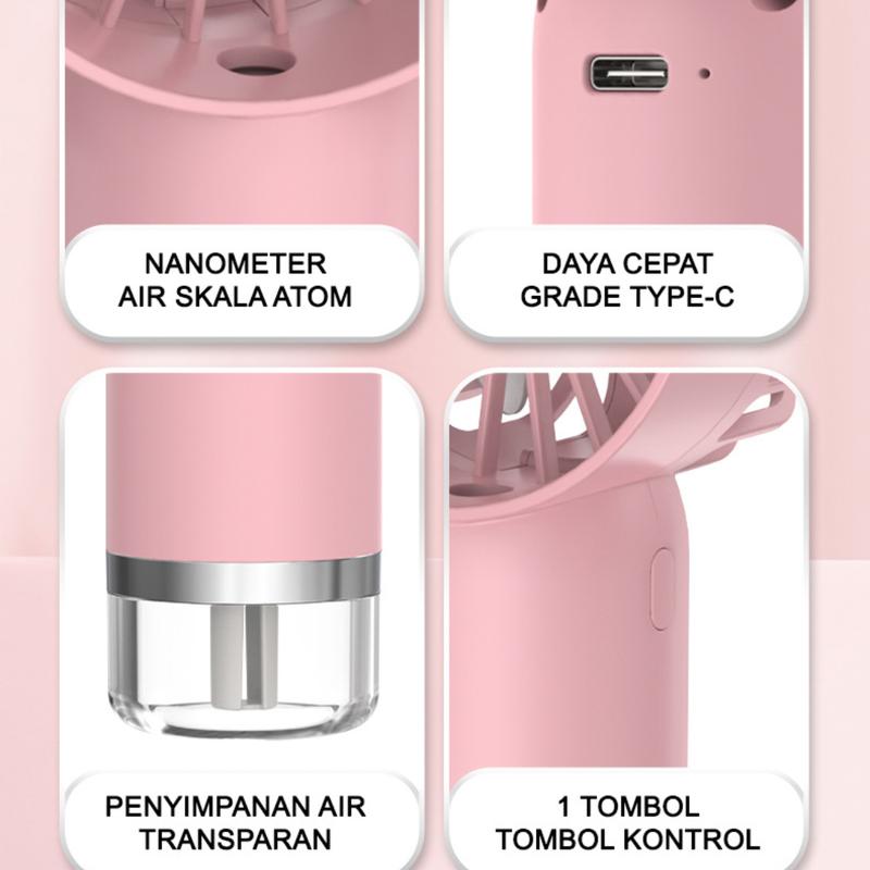 Kipas Angin Mini Fan dan Face Mist Portable USB Rechargeable - Kecil dan Isi Ulang 3