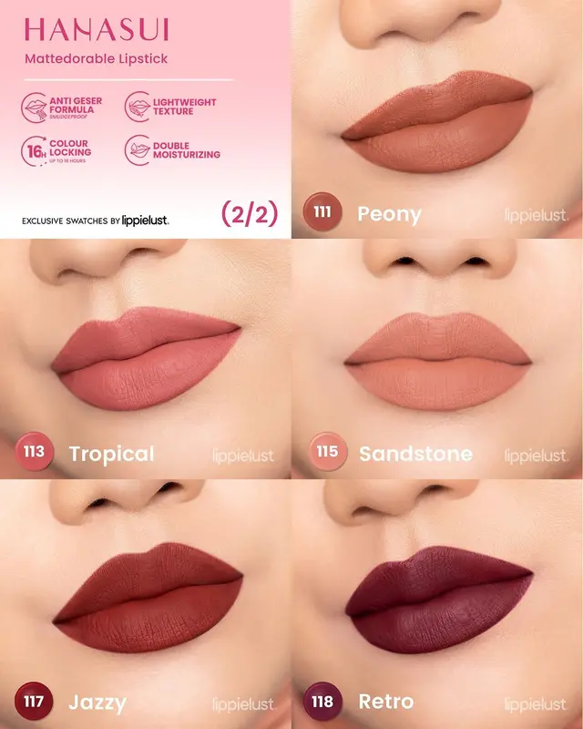 New ! Hanasui Mattedorable Lipstick Netto 2 gr 5
