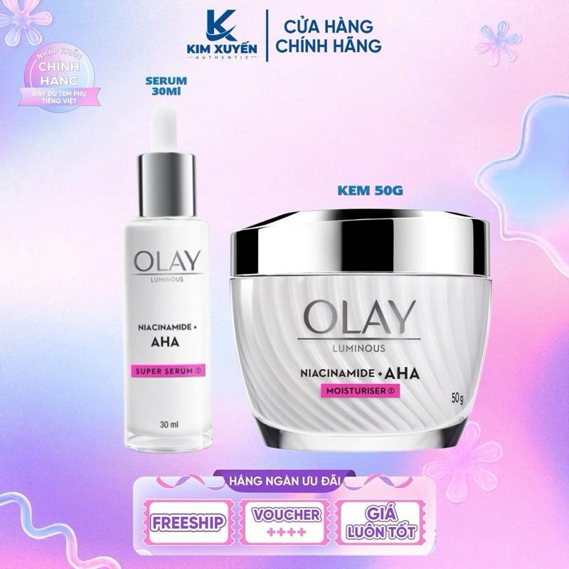  OLAY AHA Serum Kem Olay Luminous Niacinamide AHA Moisturises 30ml 50ml 