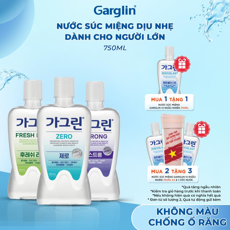  Nước súc miệng dịu nhẹ Garglin dành cho người lớn chai 750ml - Hàng chính hãng 