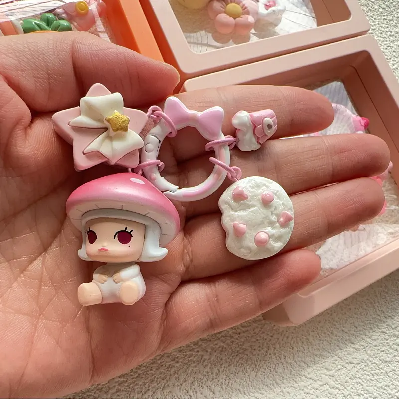 New BEAN Diy Monster Molly Skull panda Pink Handmade Mini Key Chain Luxury Cute Bag Decorations Phone Pendant for Xmas Gift
