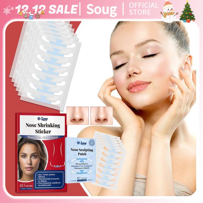 Dải thu nhỏ mũi, SOUG, 42 chiếc, Dải mũi vô hình, Miếng dán cánh mũi thu nhỏ, cho mũi Hẹp và mỏng