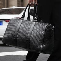 Gambar [TAS MUDIK] Leather Concept HITMAN Tas Travel Bag Pria Bahan Kulit anyaman hitam mudik - Hitam dari Leather Concept Kota Tangerang 1 Tokopedia