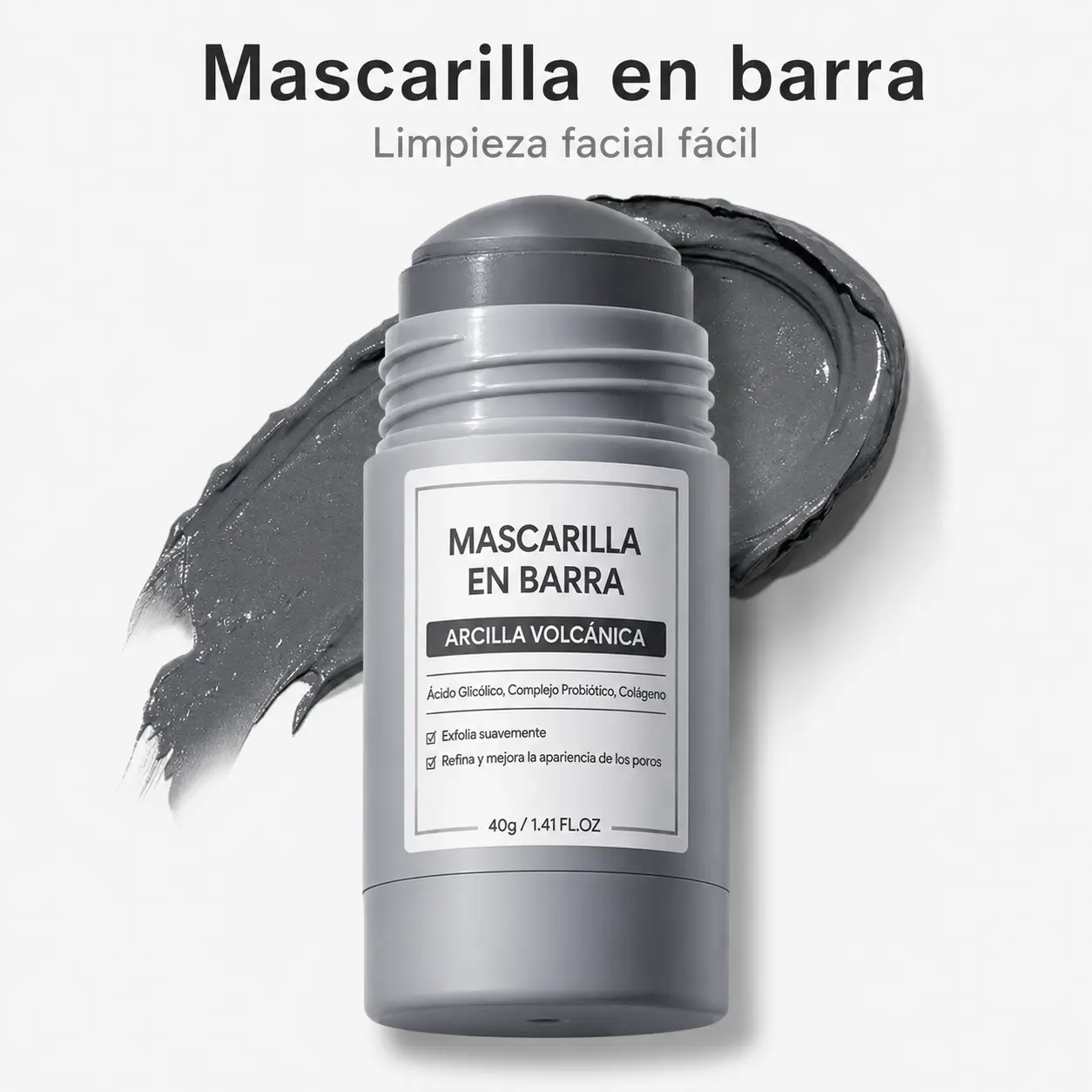 Alaska Volcano Pore Clay Stick Mascarilla limpiadora para eliminar puntos negros Contiene arcilla natural Exfoliación suave Piel suave Productos para el cuidado de la piel que no secan