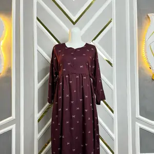 SORAYA Daster Kekinian Lengan 3/4 Bahan Rayon Viscose Motif. Nyaman Busui midi dress wanita