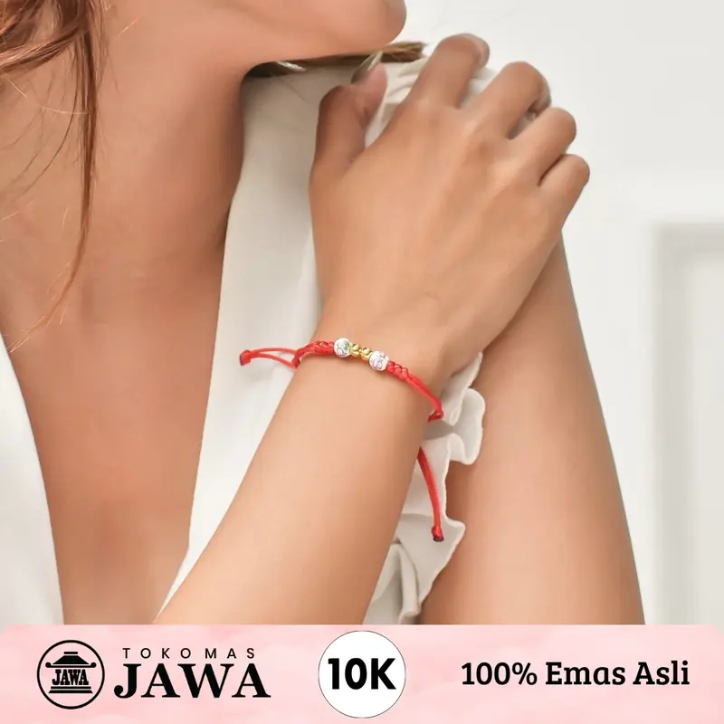 Gelang Tali Emas Giok Bunga Kadar 10 Karat - Toko Mas Jawa 4